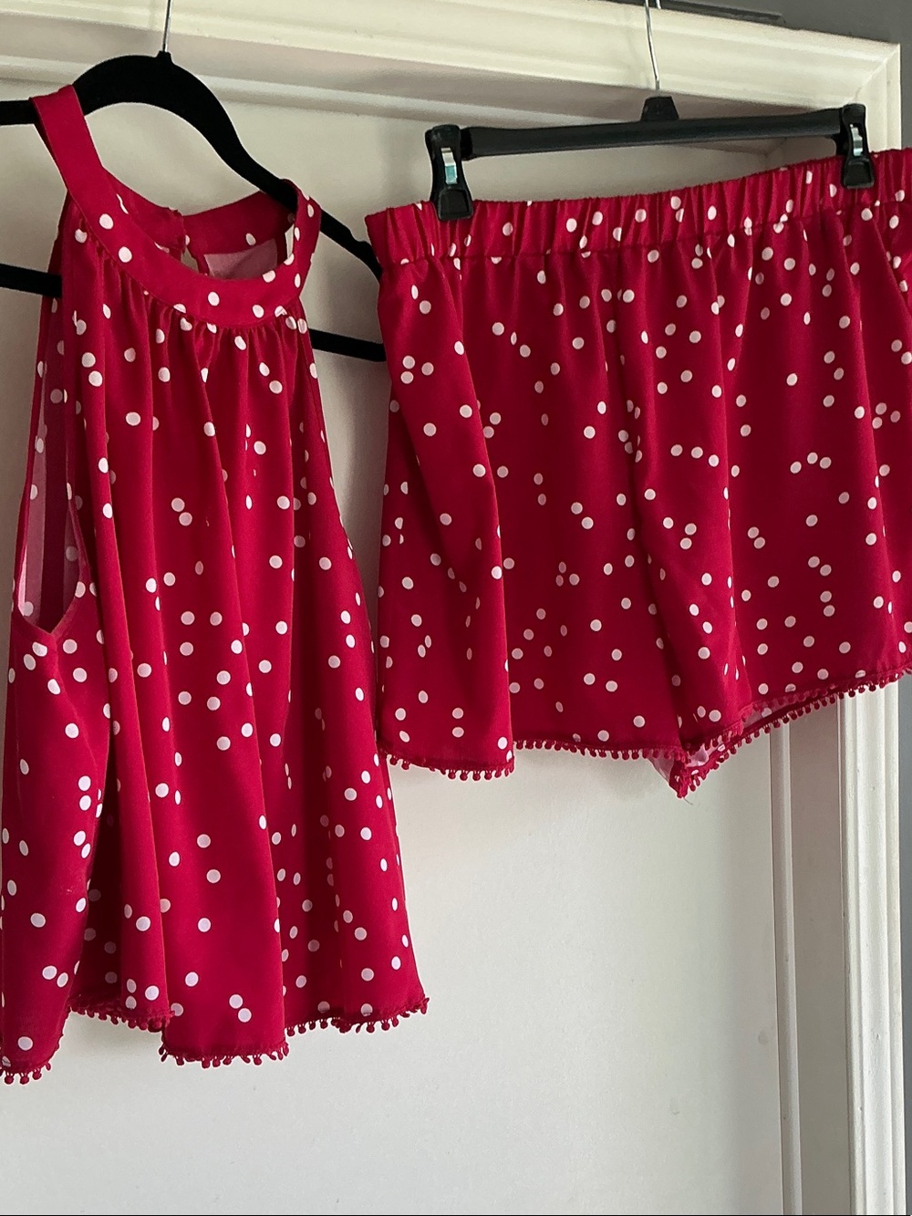 NWOT Red w/white polka dot 2pc short set Women’s plus Sz 3XL